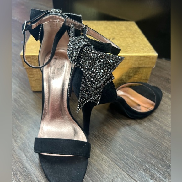 Lady couture event black heel with rhinestoned bow size 40 - Picture 3 of 4
